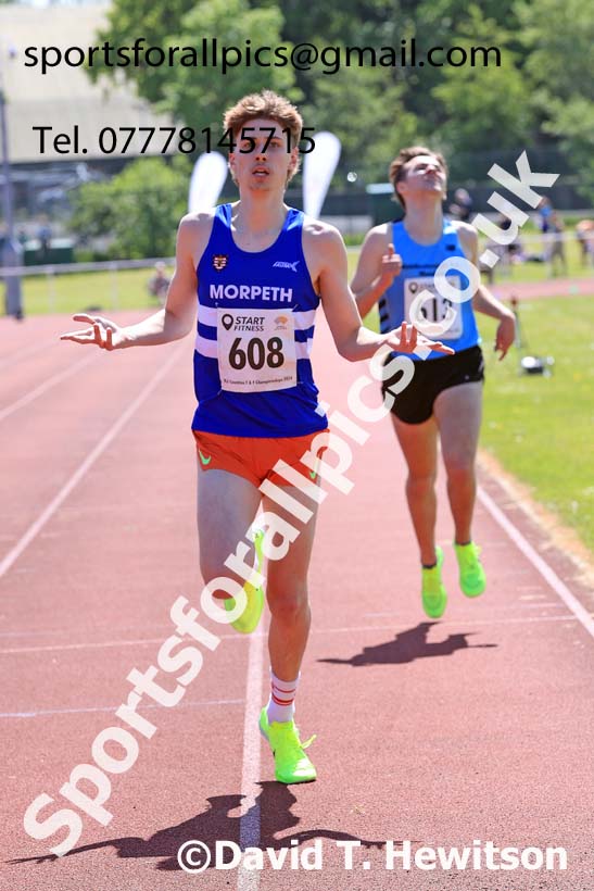 Mens Under-20s 1500 metres, 2024 North Eastern Track and Field Champs., Middlesbrough.  Photo: David T. Hewitson/Sports for All Pics